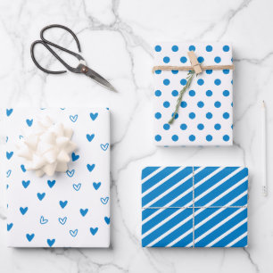 Bayerische Blaue Herzen und Punkte Hochzeit  Geschenkpapier Set