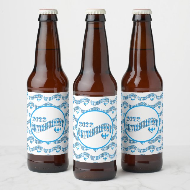 Bayerische Flag Farben Muster Oktoberfest 2022 Bierflaschenetikett (Flaschen)
