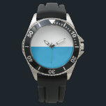 Bayerische Flagge Armbanduhr<br><div class="desc">In diesem Design ist die bayerische Flagge zu erkennen, die ein binneschlossener Staat Deutschlands ist und die südöstliche Ecke des Landes beherrscht. Bayern ist der größte deutsche Staat nach Landfläche. Bayerns Hauptstädte sind München (Hauptstadt und größte Stadt), Nürnberg, Augsburg, Regensburg, Würzburg, Ingolstadt, Fürth und Erlangen. Die Bayern sind traditionell stolz...</div>