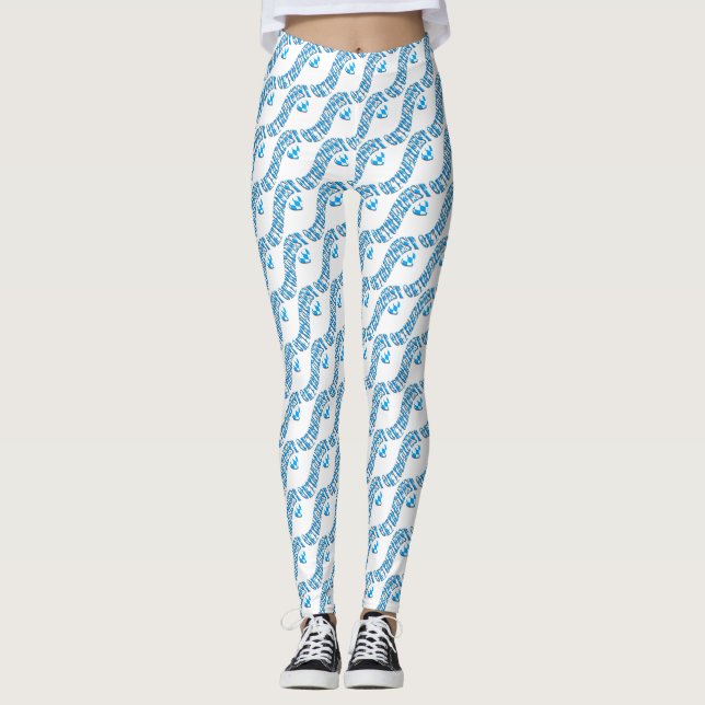 Bayerische Flaggenfarben Niedliche Oktoberfest-Leg Leggings (Vorderseite)