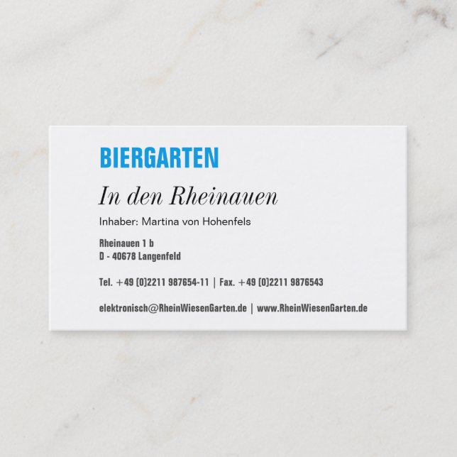 Bayerische Visitenkarte (Vorderseite)