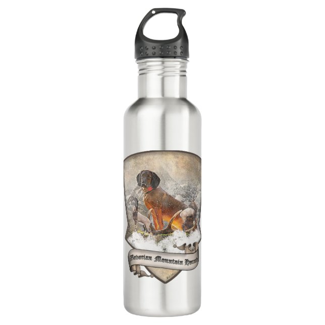 Bayerisches Berghaus, Kunst Edelstahlflasche (Vorderseite)