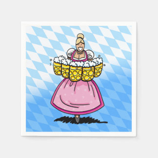 Bayerisches Diamantmuster Cartoon Kellnerin Bierkr Serviette