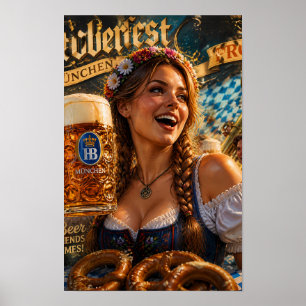 Bayerisches Festival Freude und Goldenes Bier Post Poster