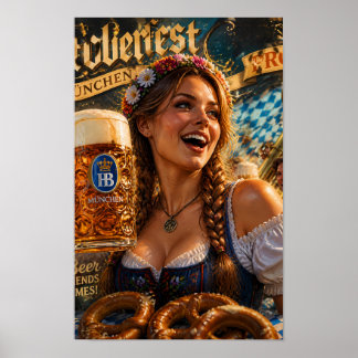 Bayerisches Festival Freude und Goldenes Bier Post Poster