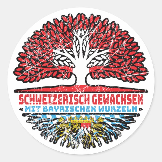 Bayern Bayrisch Schweizer Baum Wurzel Runder Aufkleber (Vorderseite)