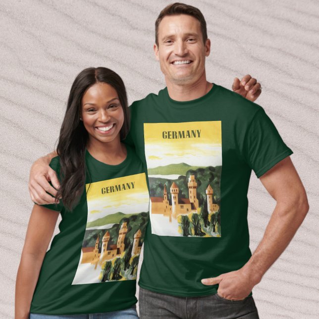 Bayern, Deutschland, Deutschland, Schlosspark T-Shirt (Vintage Travel Poster featuring a German Castle in Bavaria Germany T-Shirt)