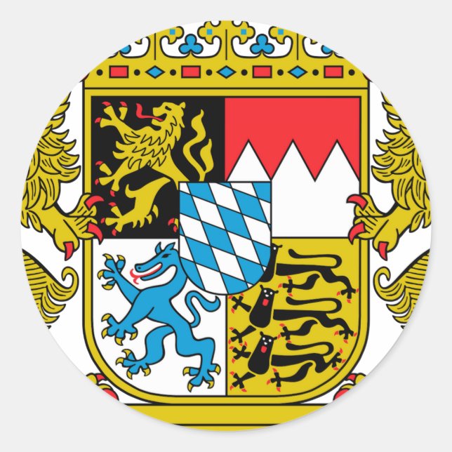 Bayern (Deutschland) Wappen Runder Aufkleber (Vorderseite)