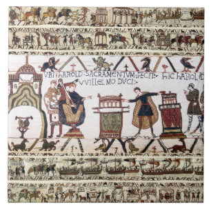 BAYEUX TAPESTRY Harold Eid zum Heiligen Relikt Fliese