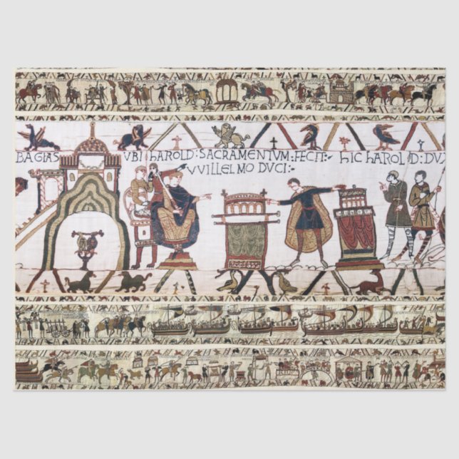 BAYEUX TAPESTRY Harold Eid zum Heiligen Relikt Seidenpapier (Vorderseite)