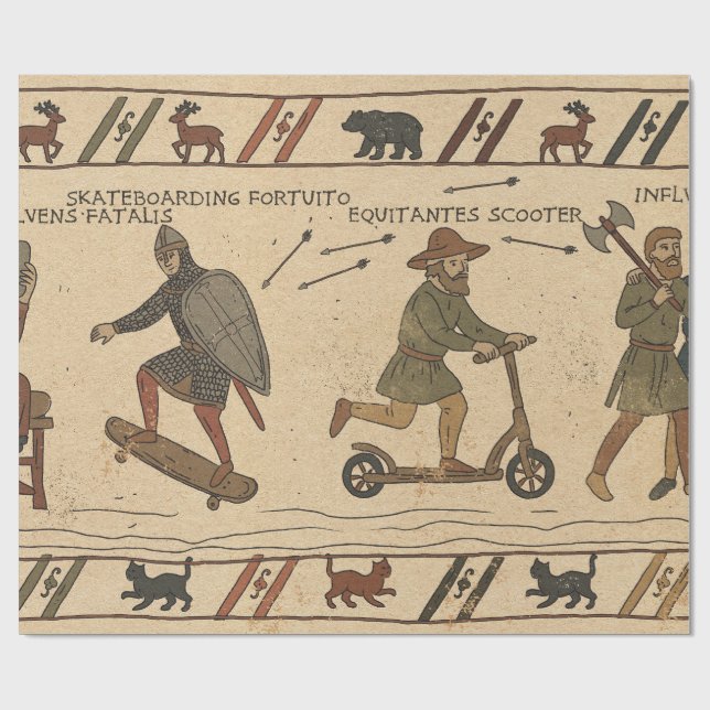 Bayeux-Teppich-Parodie Geschenkpapier (Flach)