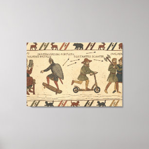 Bayeux-Teppich-Parodie Leinwanddruck