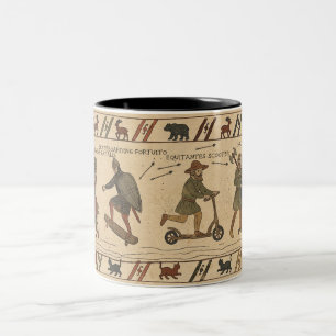 Bayeux-Teppich-Parodie Zweifarbige Tasse