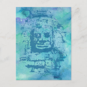 Bayon Face Blue Postkarte