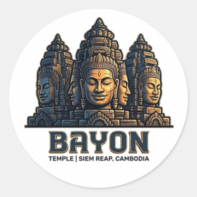 BAYON TEMPEL RUNDER AUFKLEBER (Vorderseite)
