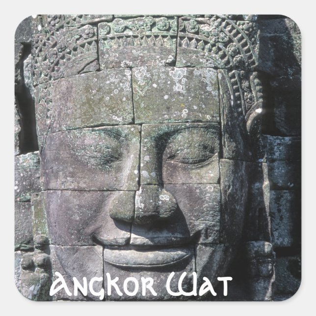 Bayon Temple in Angkor Wat - Kambodscha Quadratischer Aufkleber (Vorderseite)
