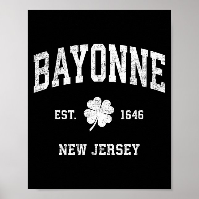 Bayonne New Jersey Vintage Shamrock Srts  Poster (Vorne)