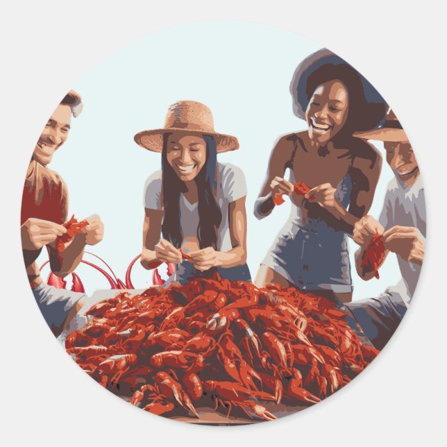 Bayou Bonds: Ein Crawfish Boil und gefunden in New Runder Aufkleber (Vorderseite)