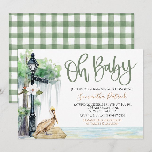 Bayou Swamp Baby Dusche Einladung (Vorne/Hinten)