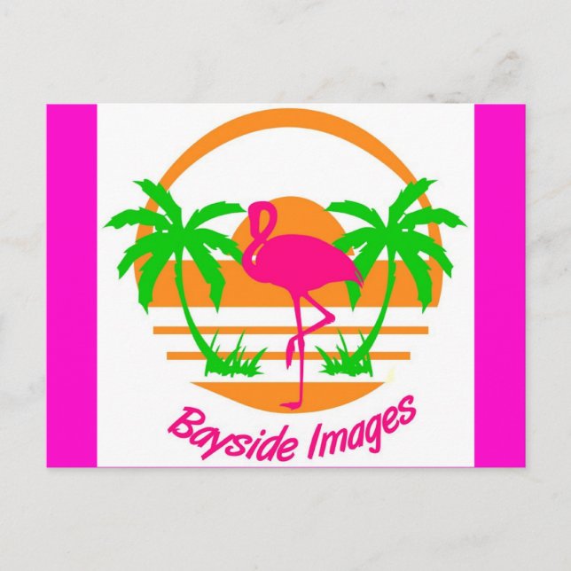 BAYSIDE IMAGES PINK FLAMINGO POST CARD POSTKARTE (Vorderseite)