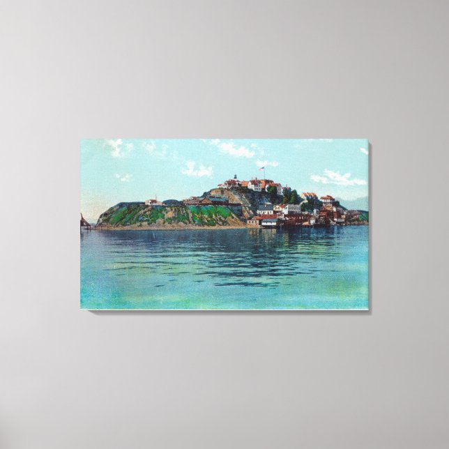 Bayview über Alcatraz Island und Gefängnis Leinwanddruck (Vorderseite)
