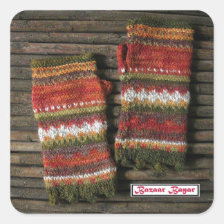 Bazaar Bayar Knitted Fingerless Gloves Quadratischer Aufkleber