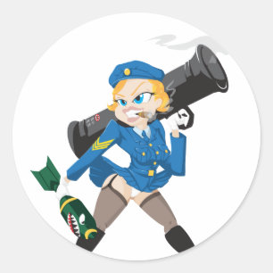 Bazooka-Mädchen-Aufkleber Runder Aufkleber