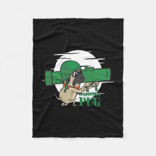 Bazooka Mops Funny Mops Dog Fleecedecke