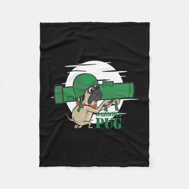Bazooka Mops Funny Mops Dog Fleecedecke (Vorderseite)