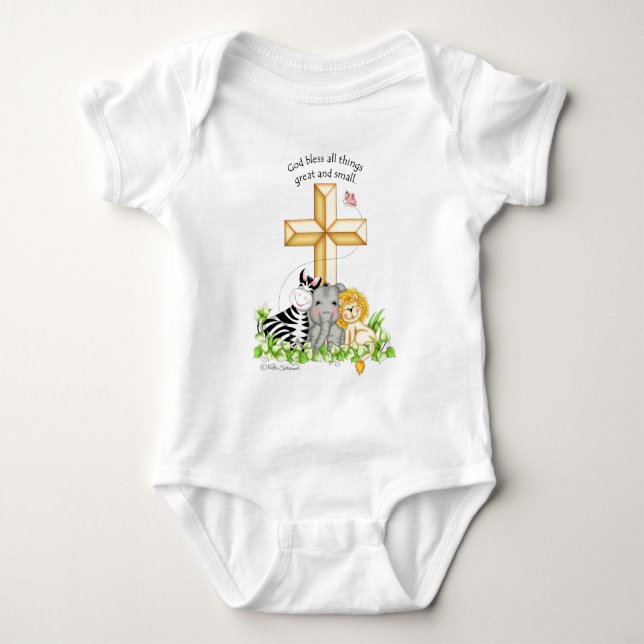 BaZooples "Gott segnen alle Sachen…" Baby Onsie Baby Strampler (Vorderseite)