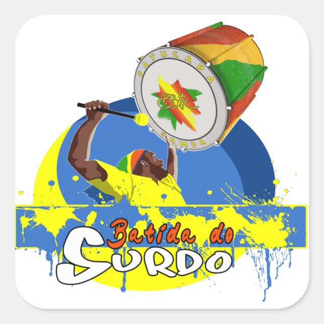 BBaC Stuff Surdo Special K Samba Batucada Brasil Quadratischer Aufkleber (Vorderseite)