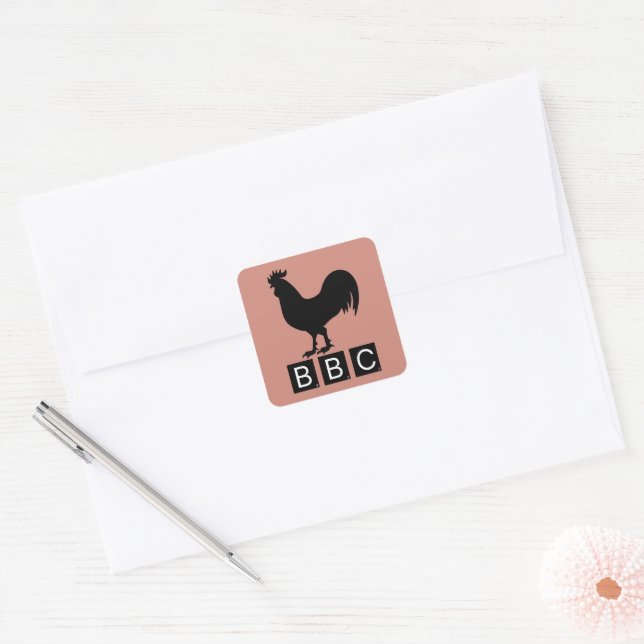 BBC - Big Black Cockerel Quadratischer Aufkleber (Umschlag)