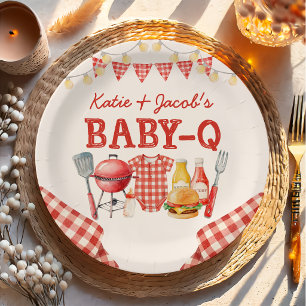 BBQ Baby-Q Baby Shower Papierplatten Pappteller
