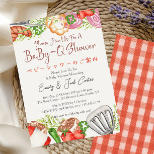 BBQ Baby Shower BabyQ Essen Rot kariert Rustikal Einladung