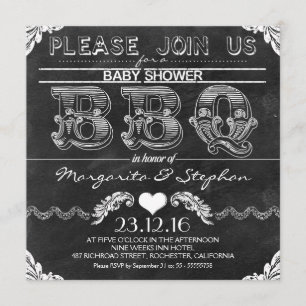 BBQ-Baby-Shower-Einladungen auf schwarzer Tafel Einladung