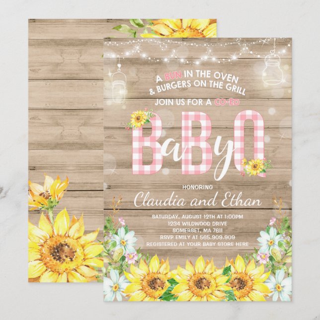 BBQ Baby shower Invitation bébé Q Couples Douche (Devant / Derrière)
