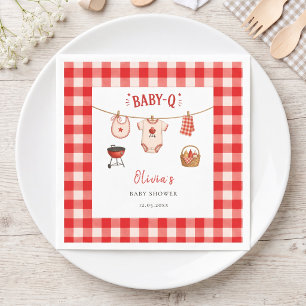 BBQ-Baby-Shower Rustikale rote Gingham Serviette
