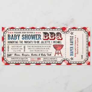 BBQ-Baby-Shower-Ticket-Diaper-Raffle-Einladungen Einladung