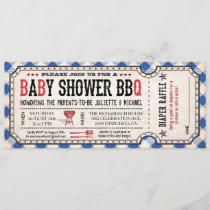 BBQ-Baby-Shower-Ticket-Windel-Raffle-Einladungen Einladung