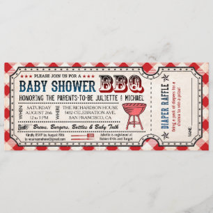 BBQ-Baby-Shower-Ticket-Windeln-Raffle-Einladungen Einladung