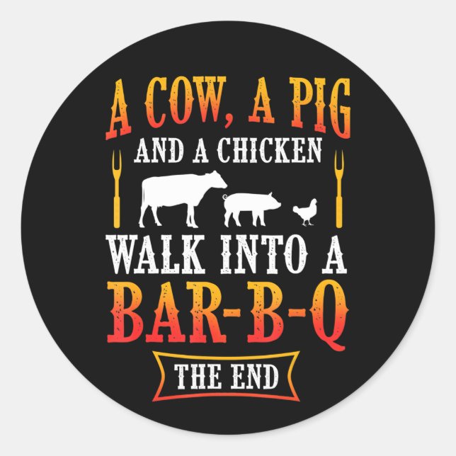 BBQ | Barbecue Grillen Joke Gift Grill Master Koch Runder Aufkleber (Vorderseite)