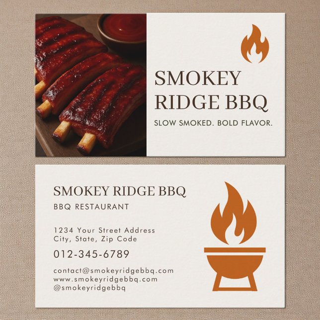 BBQ Barbecue Restaurant Catering Service Photo Visitenkarte (Von Creator hochgeladen)