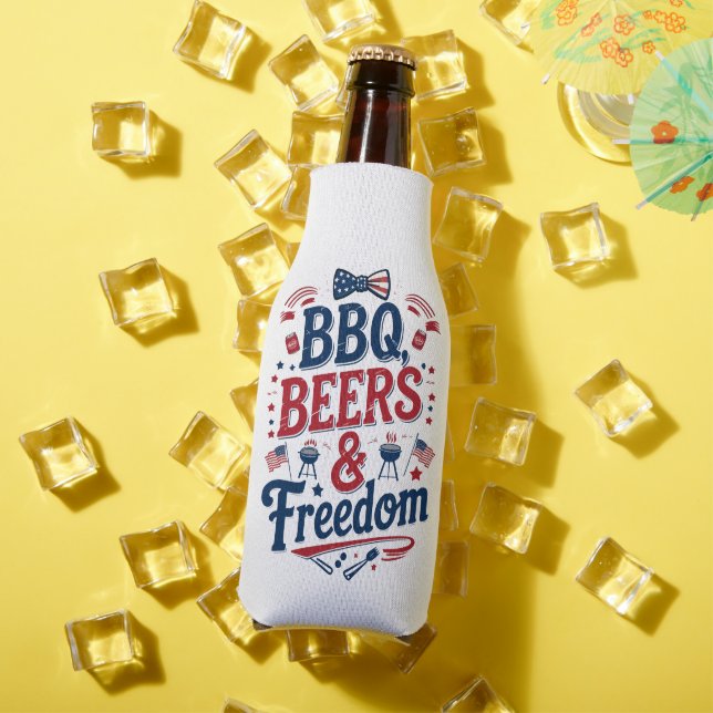 BBQ, Beers & Freedom – Retro 4th of July Vibes Flaschenkühler (In Situ Sommer)