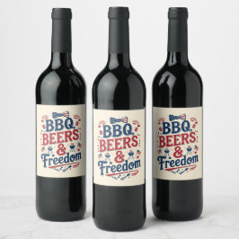 BBQ, Beers & Freedom – Retro 4th of July Vibes Weinetikett