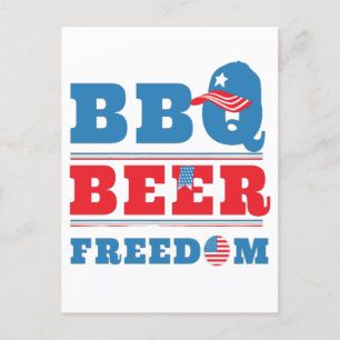 BBQ-BIER-FREIHEIT - 4. JULI USA POSTKARTE