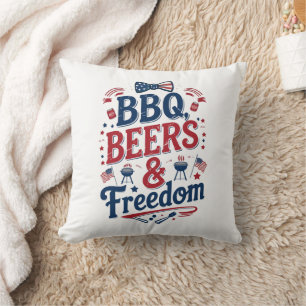 BBQ, Bier & Freiheit – Retro 4. Juli Stimmung Kissen