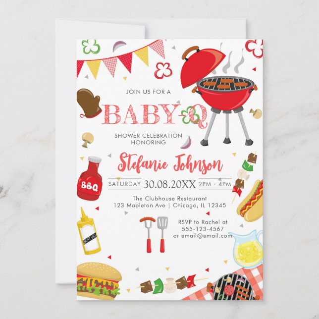 BBQ Children's BABY-Q Baby Shower Invitation (Devant)