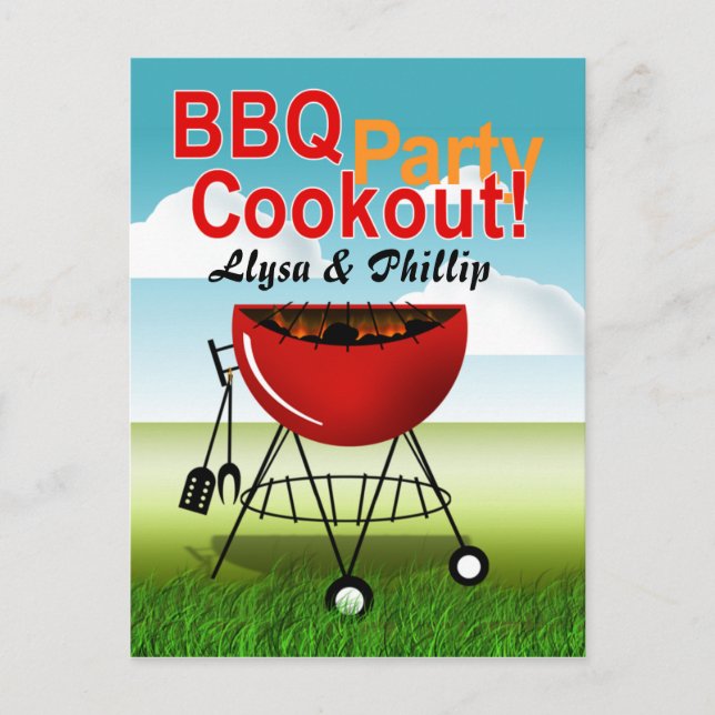 BBQ Cookout - Carte postale de la partie Engagemen (Devant)