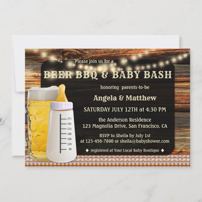 BBQ de bière et Baby shower Invitation (Devant)