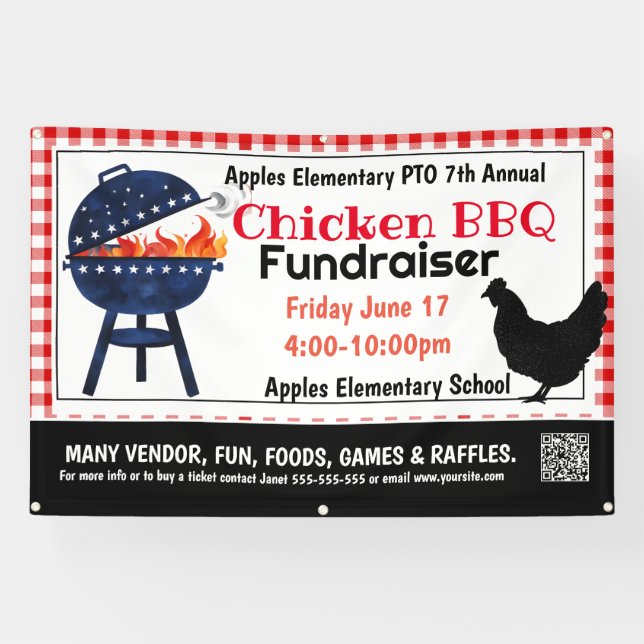 BBQ DE POULET Collecte de fonds PTO PTA Bannière d (Horizontal)
